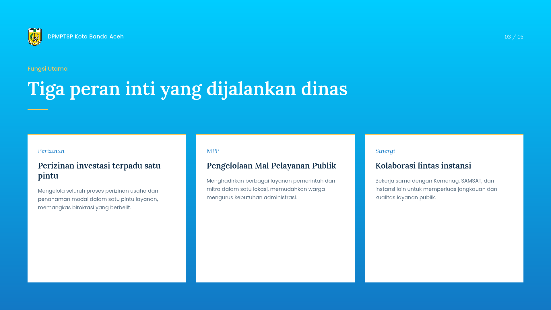 DPMPTSP Carousel - 3 Fungsi Utama